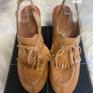 Latigo Cactus Brown Leather with  Fringe Women’s Shoes